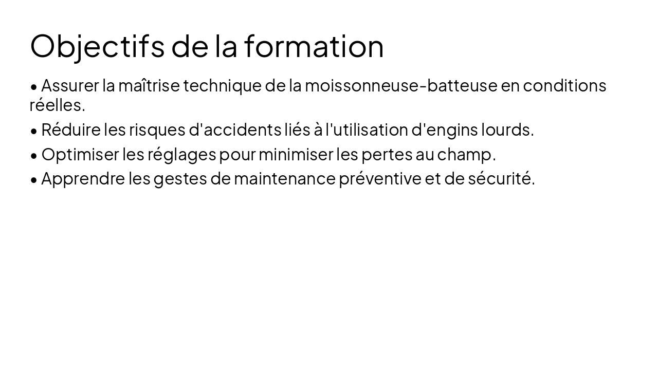 Slide 3 - Objectifs de la formation