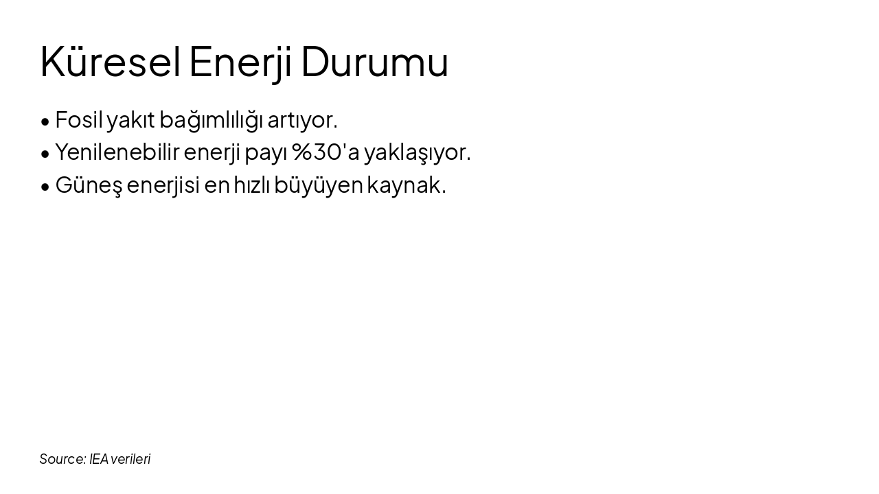 Slide 3 - Küresel Enerji Durumu