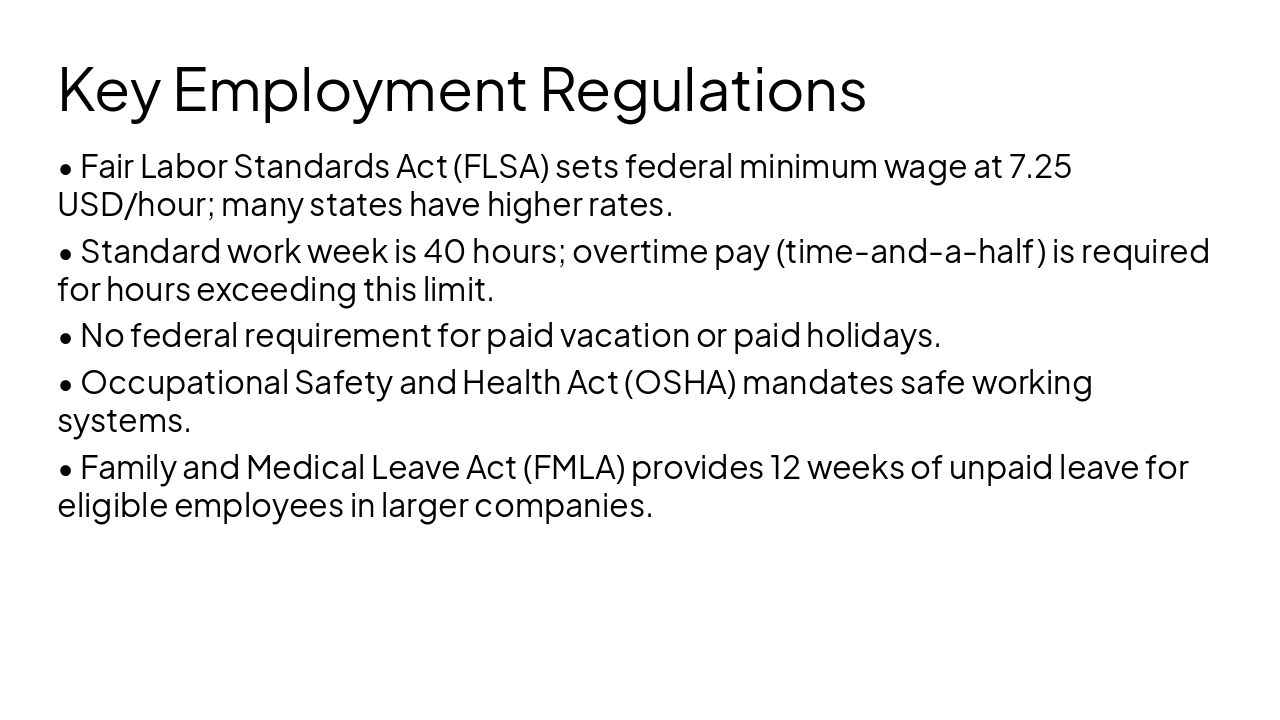 Slide 4 - Key Employment Regulations
