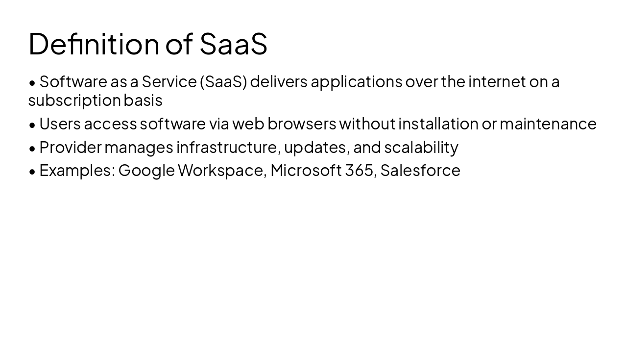 Slide 7 - Definition of SaaS