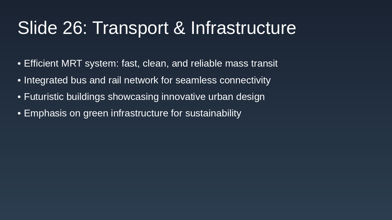 Slide 8 - Slide 26: Transport & Infrastructure