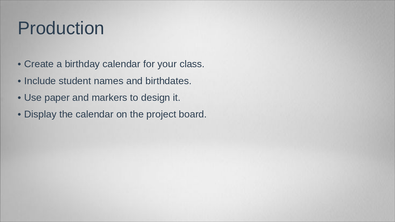 Slide 10 - Production