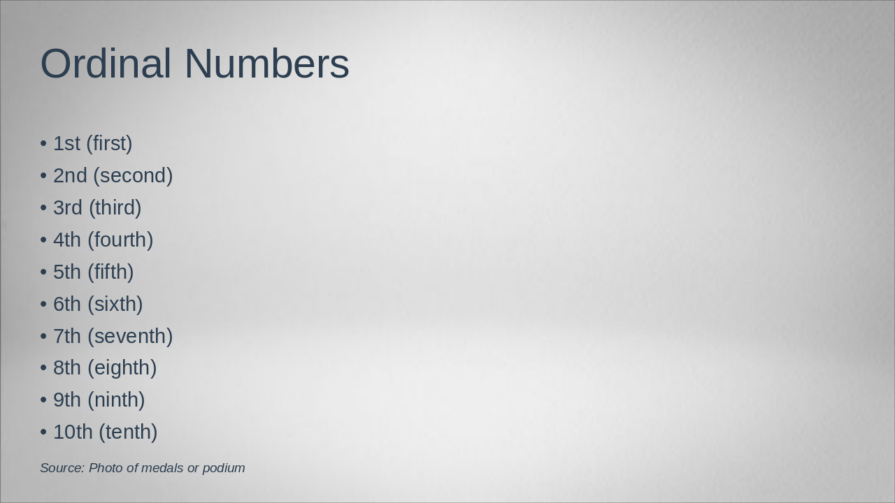Slide 3 - Ordinal Numbers