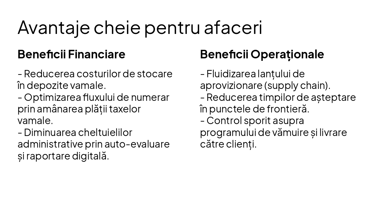 Slide 12 - Avantaje cheie pentru afaceri