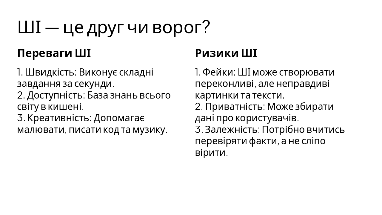 Slide 6 - ШІ — це друг чи ворог?