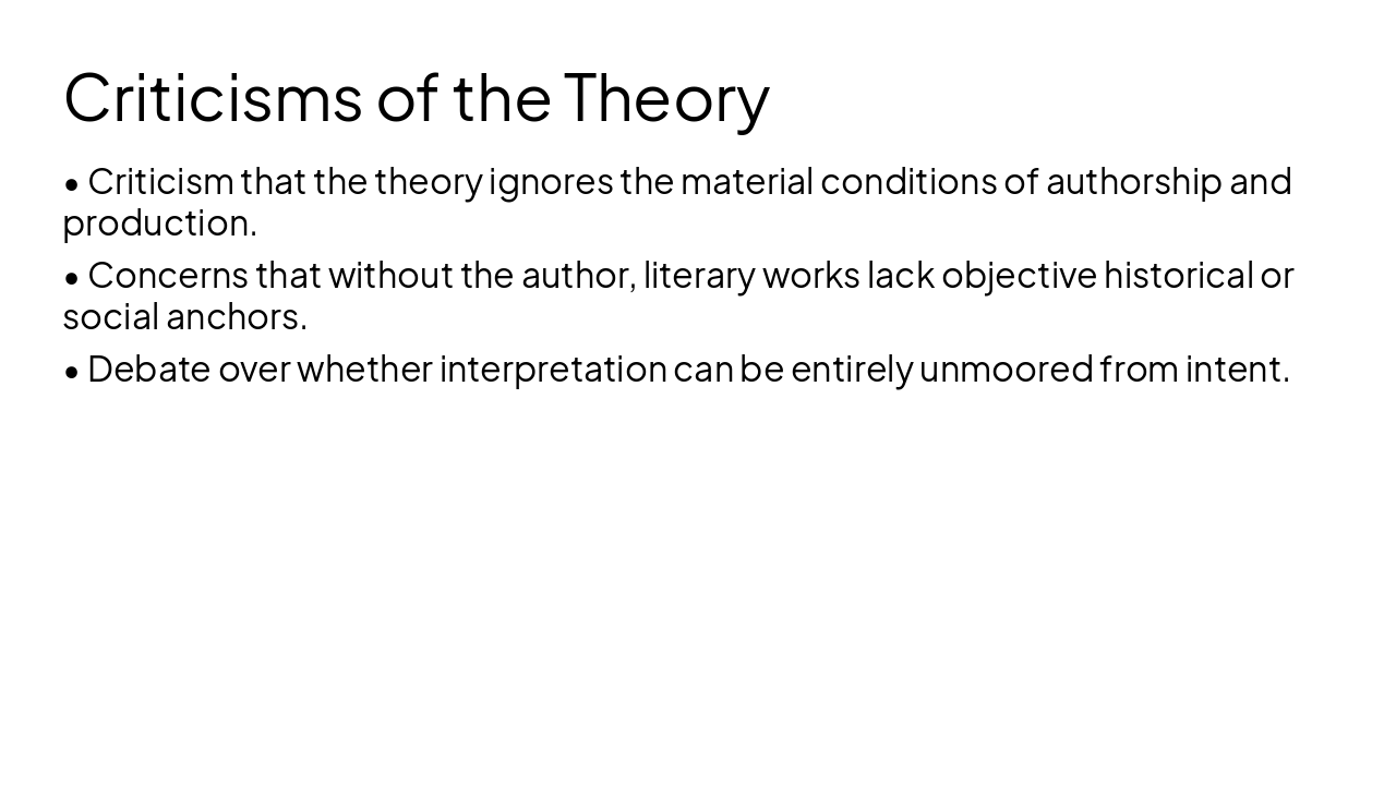 Slide 11 - Criticisms of the Theory