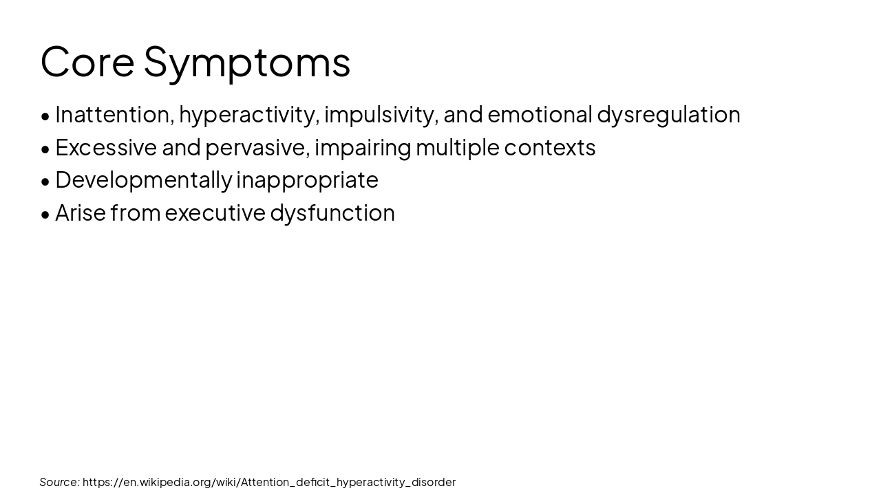 Slide 4 - Core Symptoms