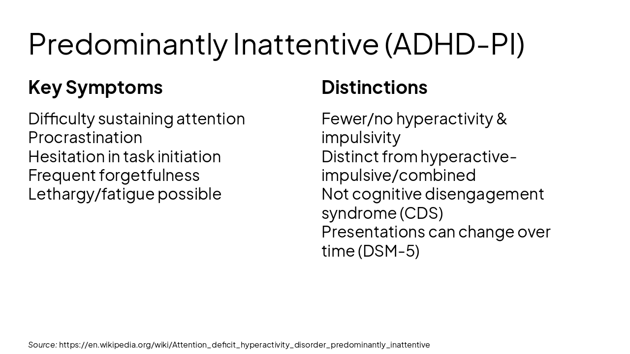 Slide 12 - Predominantly Inattentive (ADHD-PI)