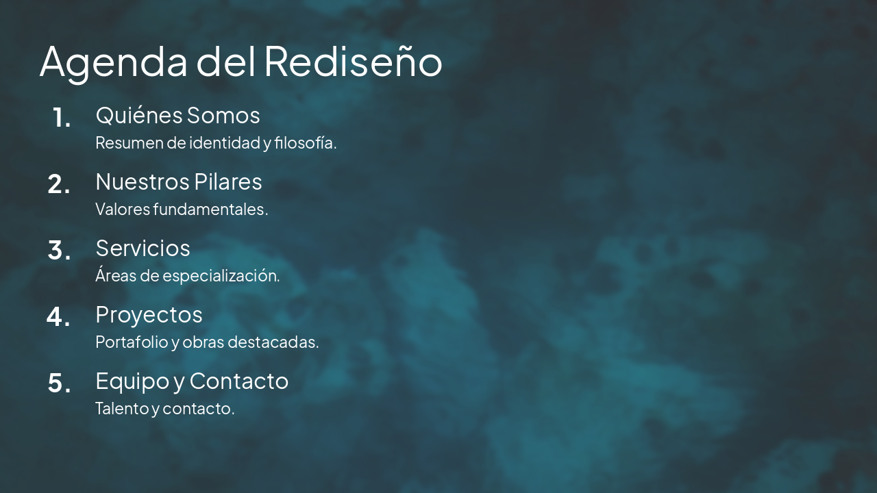 Slide 2 - Agenda del Rediseño