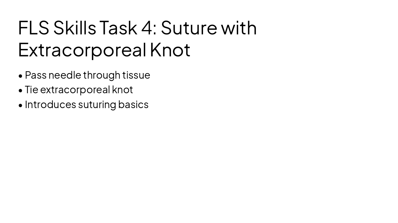Slide 13 - FLS Skills Task 4: Suture with Extracorporeal Knot