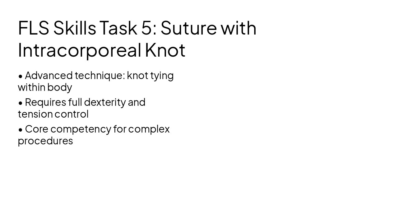 Slide 14 - FLS Skills Task 5: Suture with Intracorporeal Knot