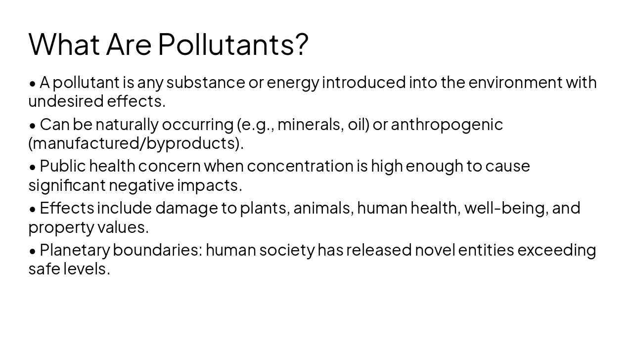 Slide 4 - What Are Pollutants?