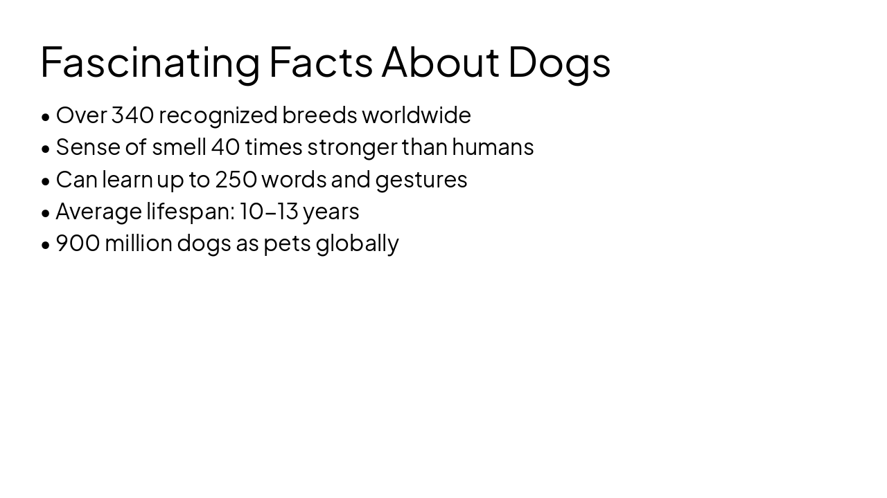 Slide 3 - Fascinating Facts About Dogs