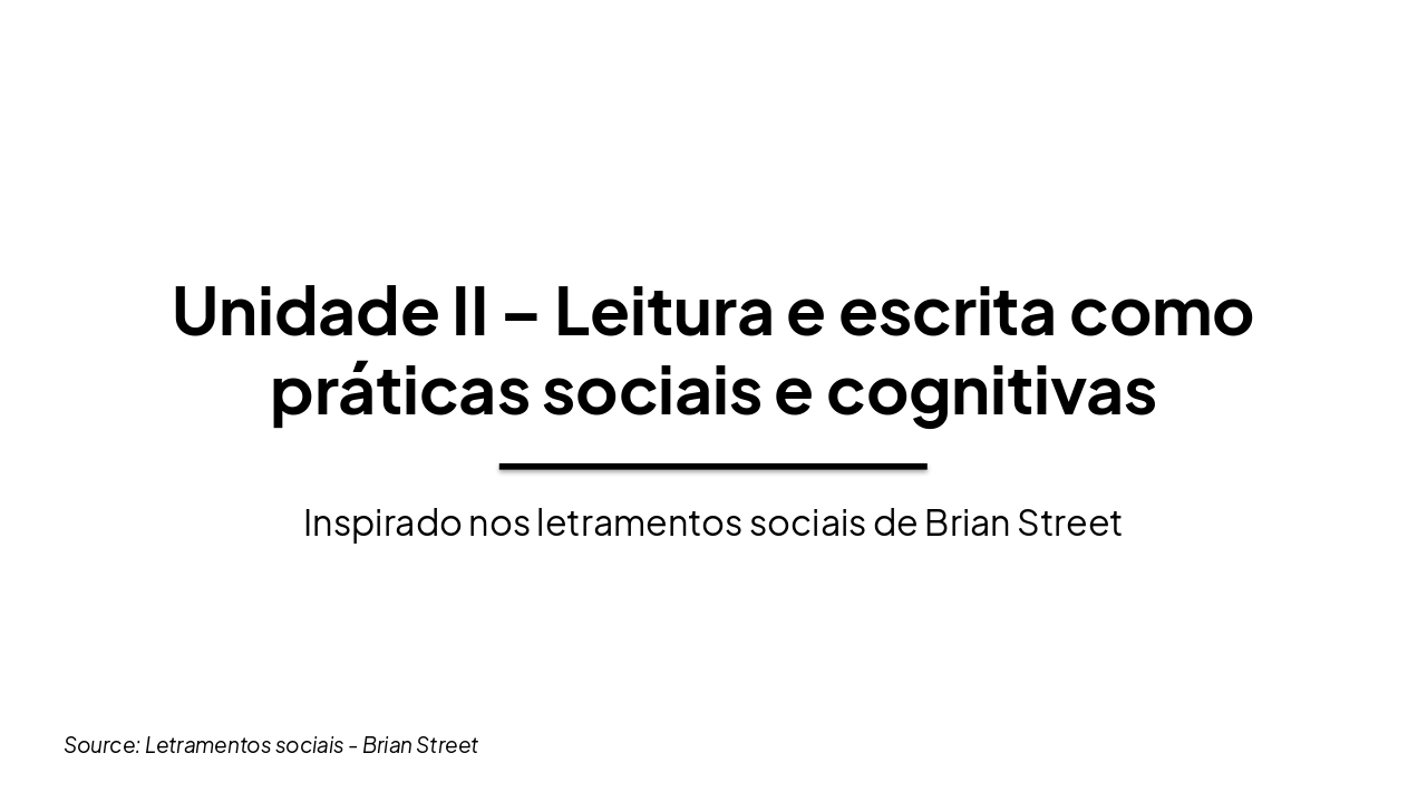 Unidade II: Letramento como Prática Social (41 chars)