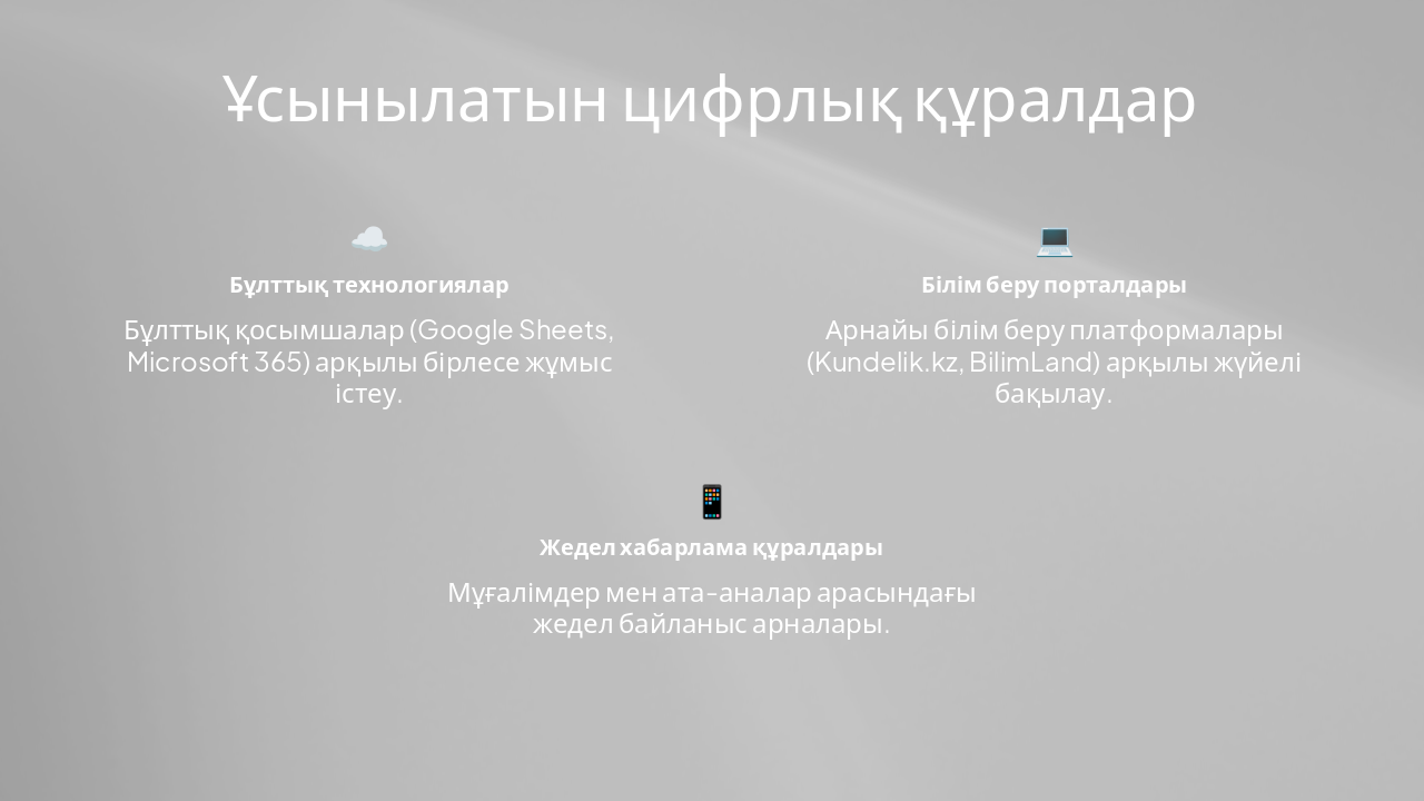 Slide 4 - Ұсынылатын цифрлық құралдар