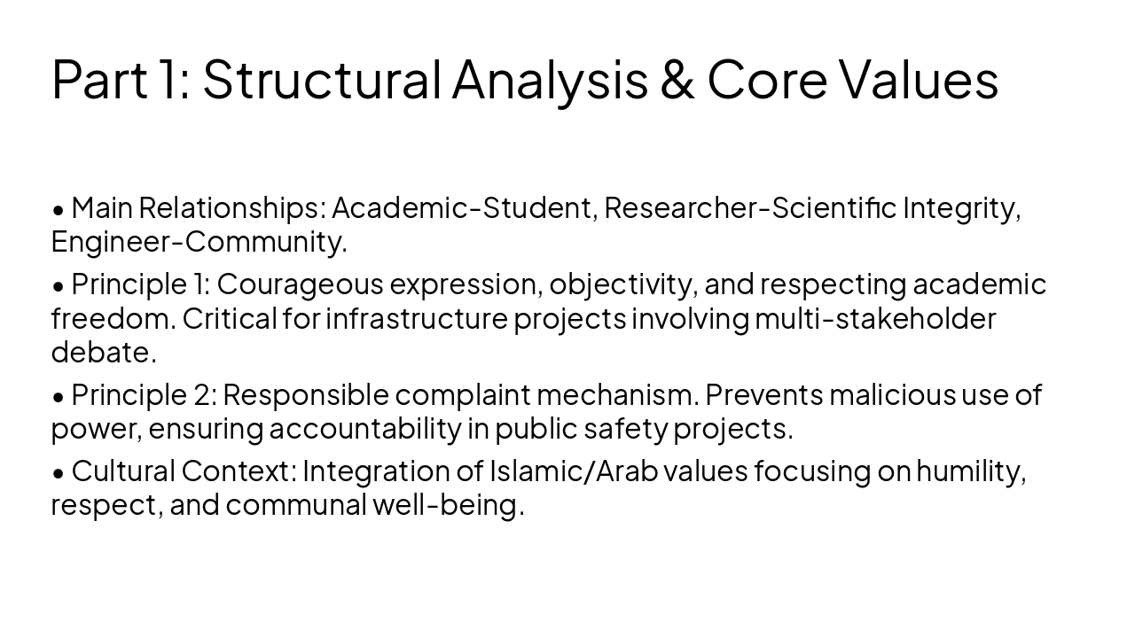 Slide 3 - Part 1: Structural Analysis & Core Values