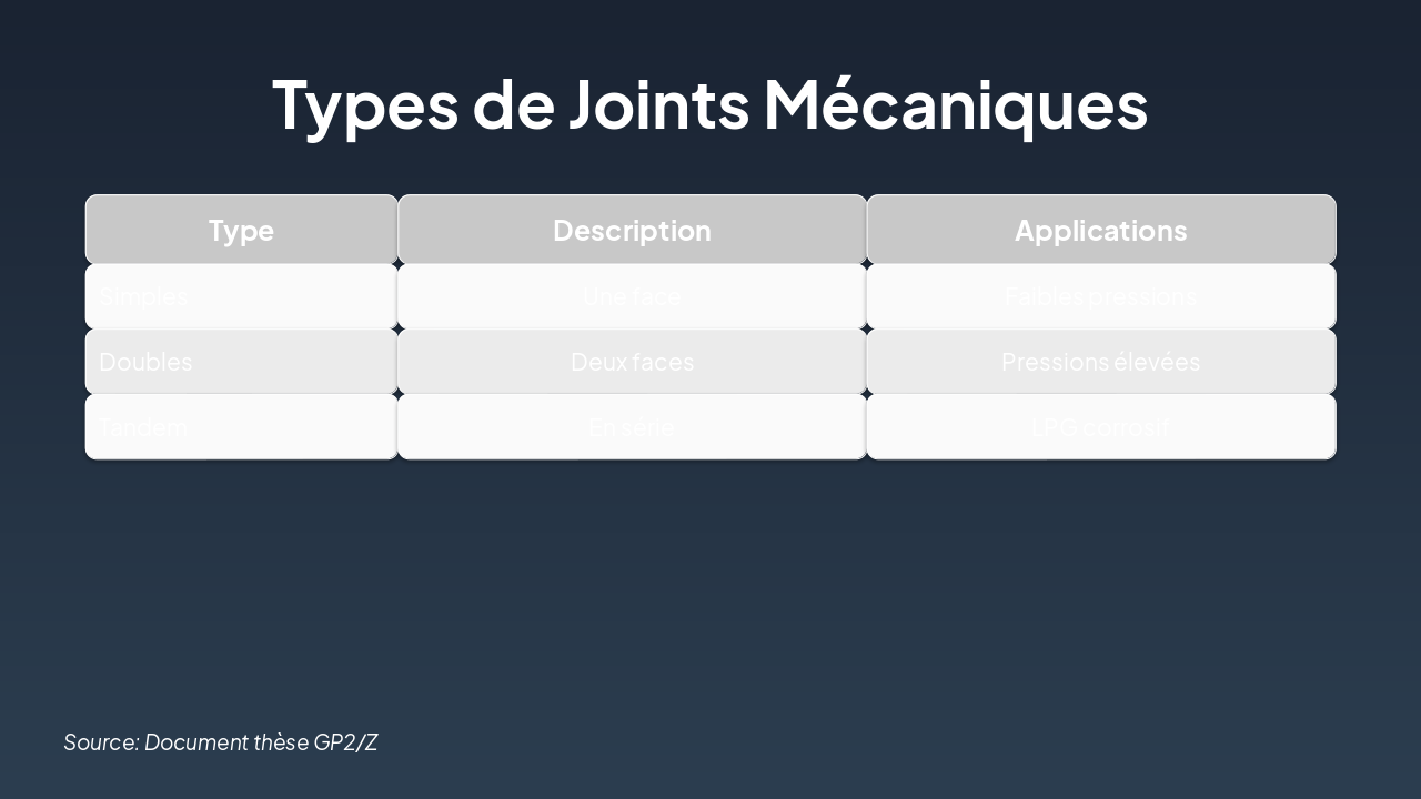 Slide 6 - Types de Joints Mécaniques