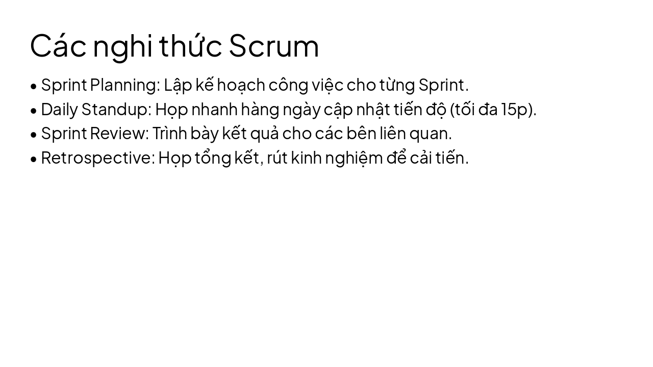 Slide 19 - Các nghi thức Scrum