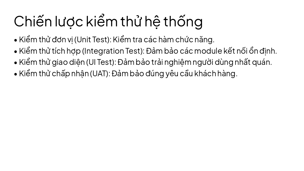 Slide 36 - Chiến lược kiểm thử hệ thống