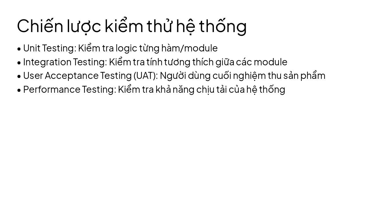 Slide 29 - Chiến lược kiểm thử hệ thống