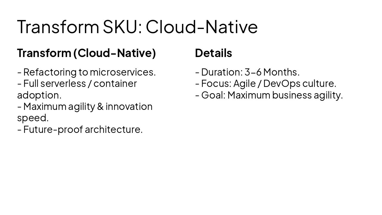 Slide 9 - Transform SKU: Cloud-Native