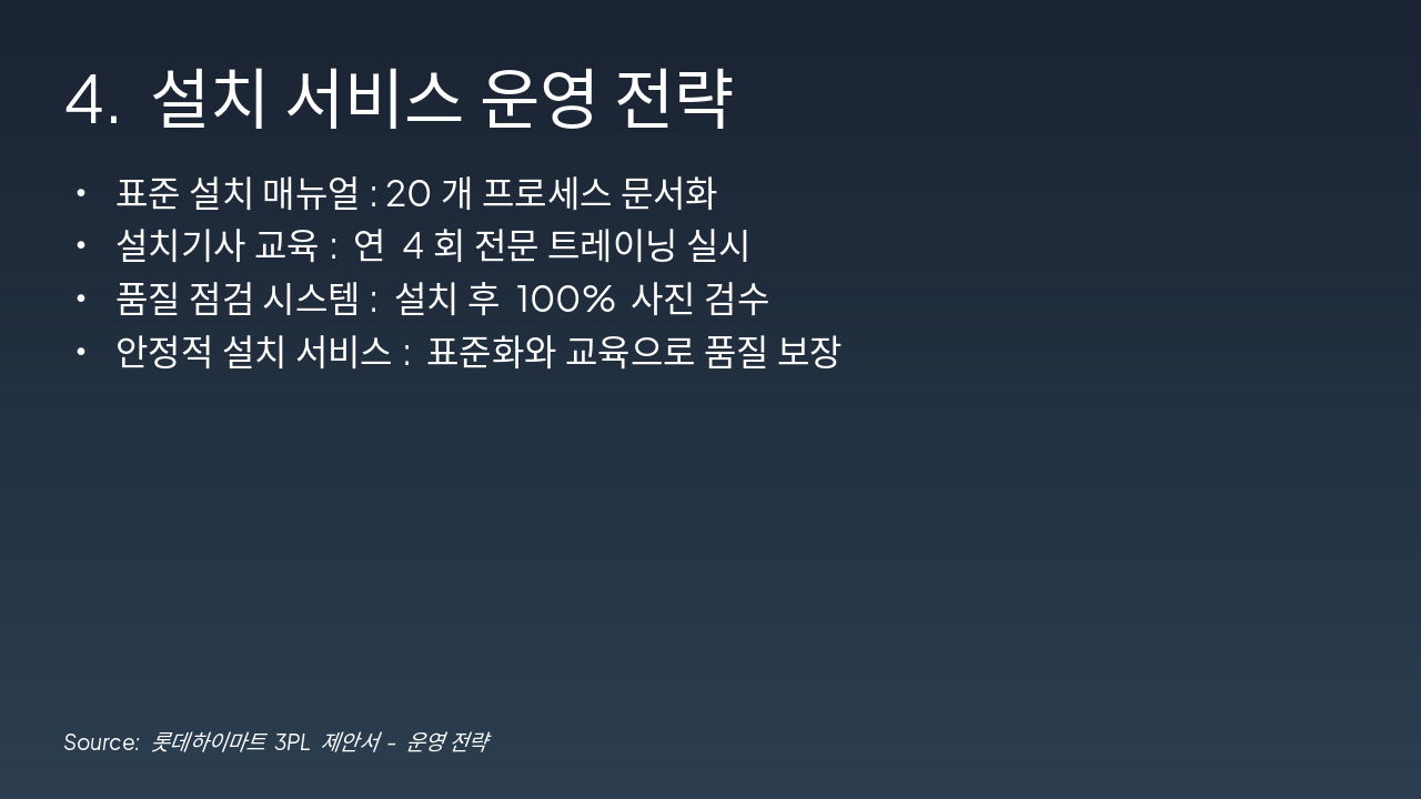 Slide 5 - 4. 설치 서비스 운영 전략