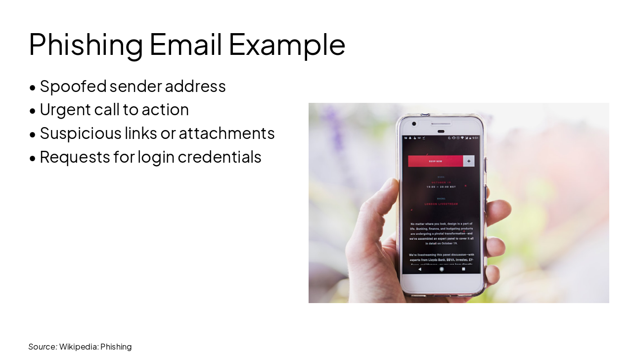 Slide 9 - Phishing Email Example
