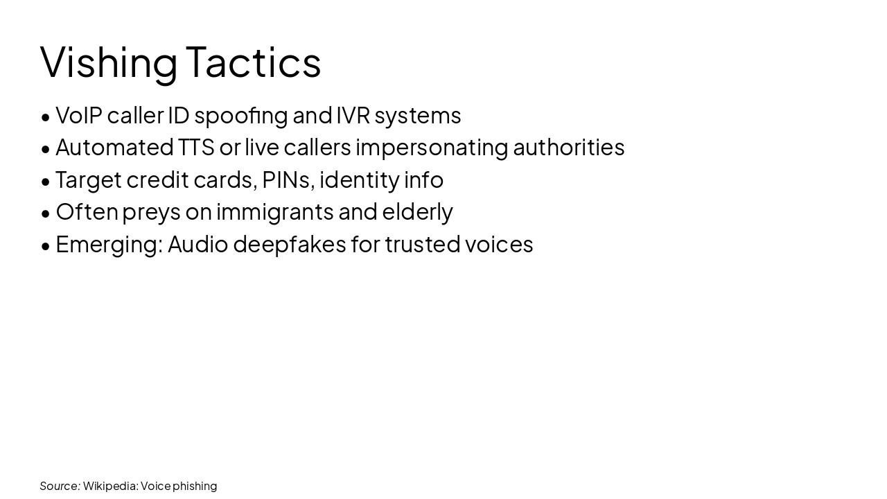Slide 11 - Vishing Tactics