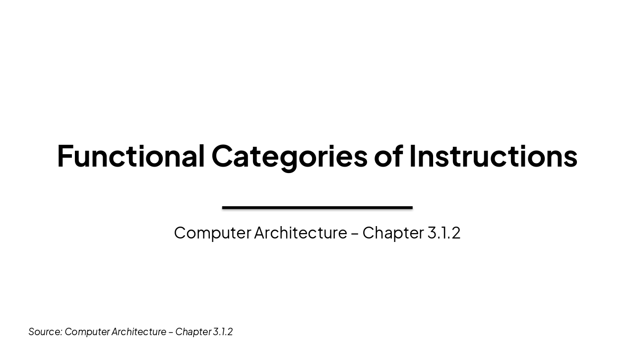 Instruction Categories in CPU Architecture