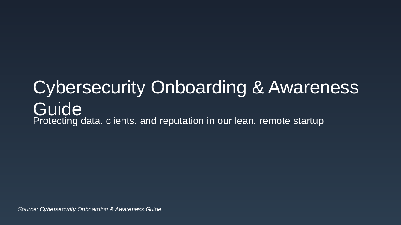 Startup Cybersecurity Onboarding Guide