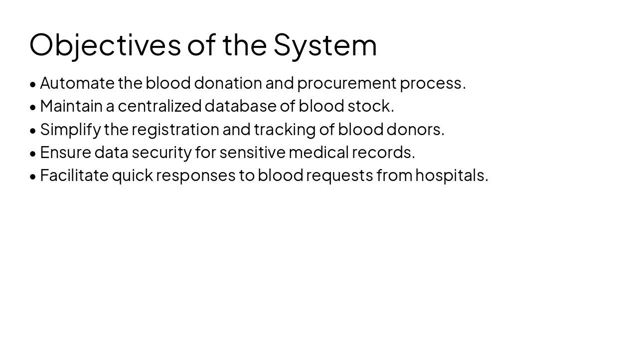 Slide 4 - Objectives of the System