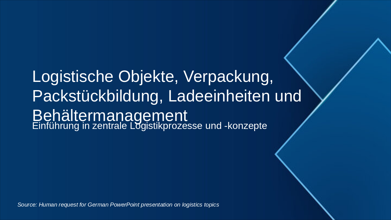 Slide 1 - Logistische Objekte, Verpackung, Packstückbildung, Ladeeinheiten und Behältermanagement