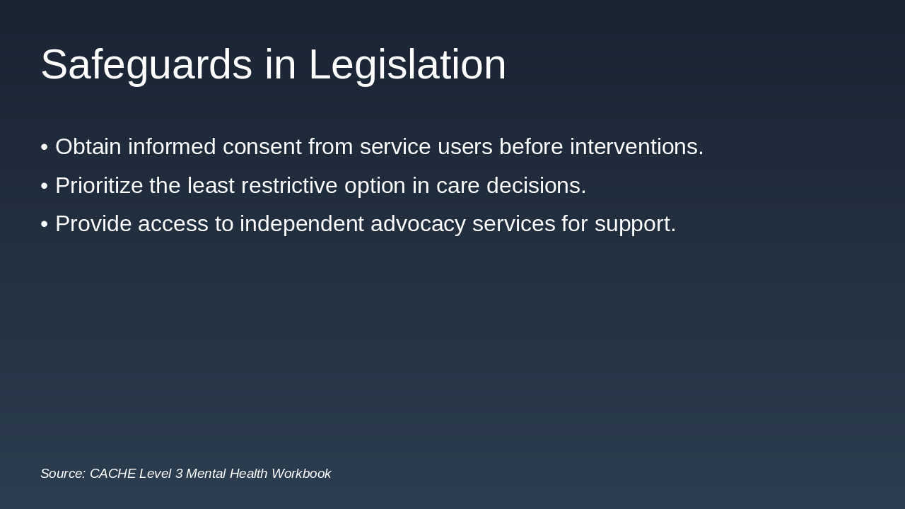 Slide 7 - Safeguards in Legislation