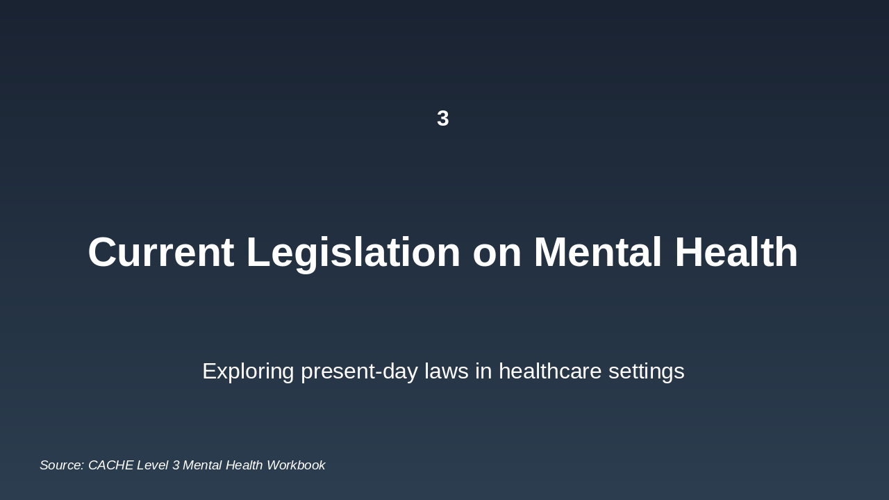Slide 13 - Current Legislation Relating to Mental Health Problems
