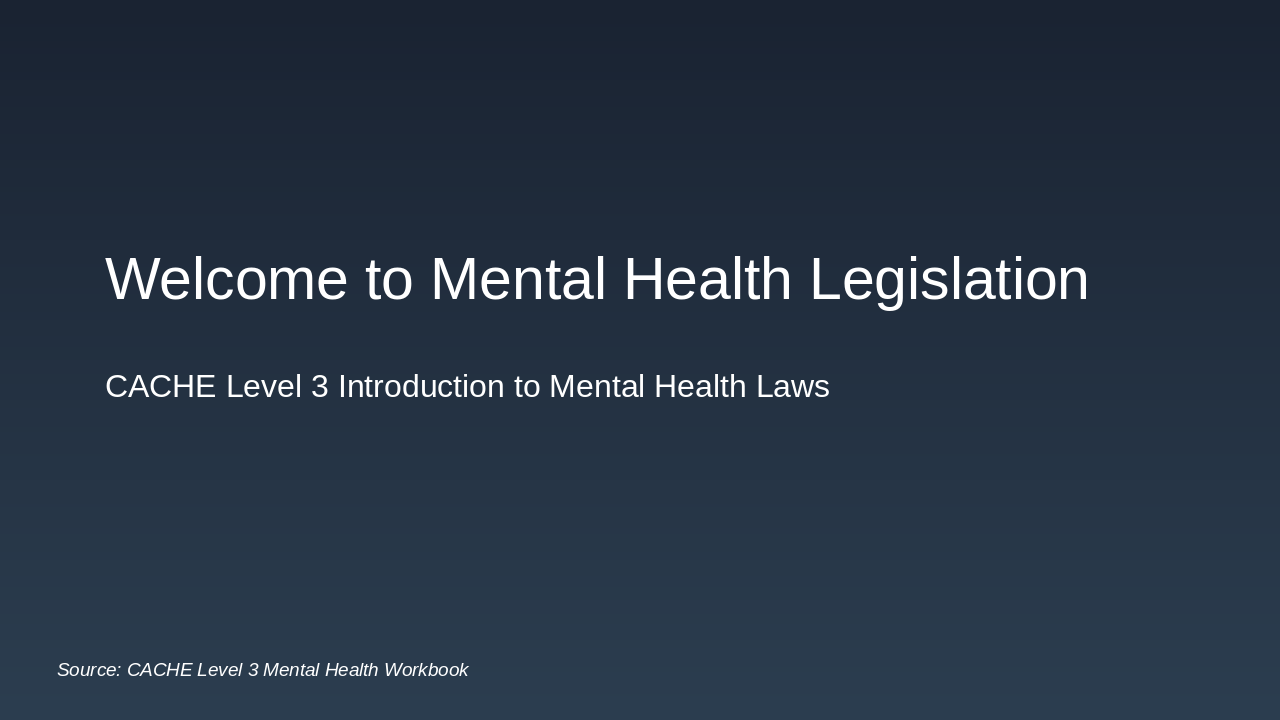 Mental Health Legislation Essentials
