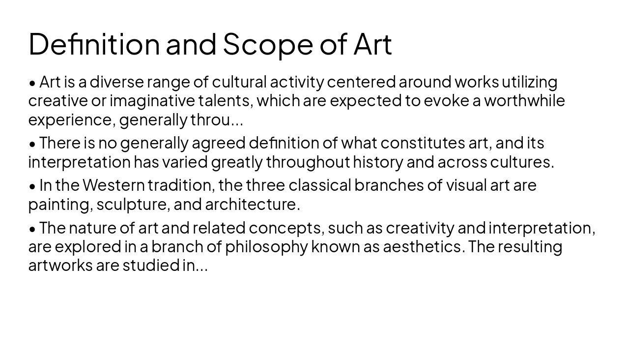 Slide 3 - Definition and Scope of Art
