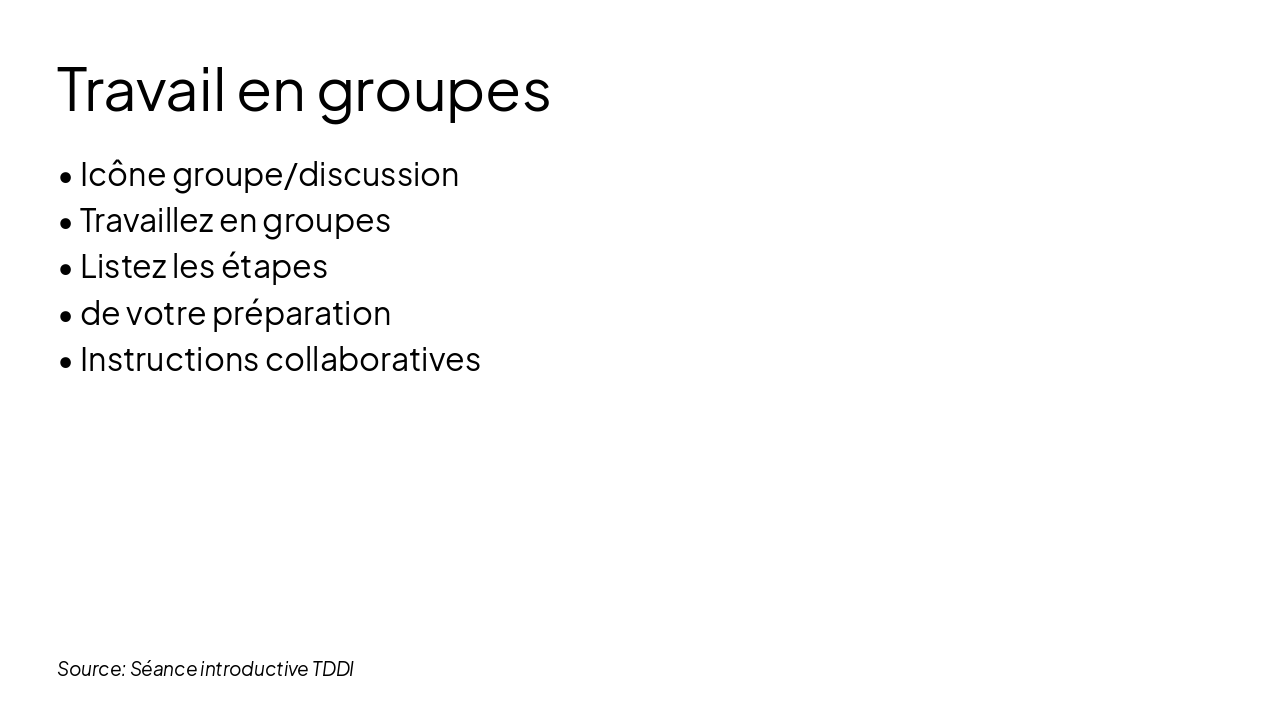 Slide 3 - Travail en groupes