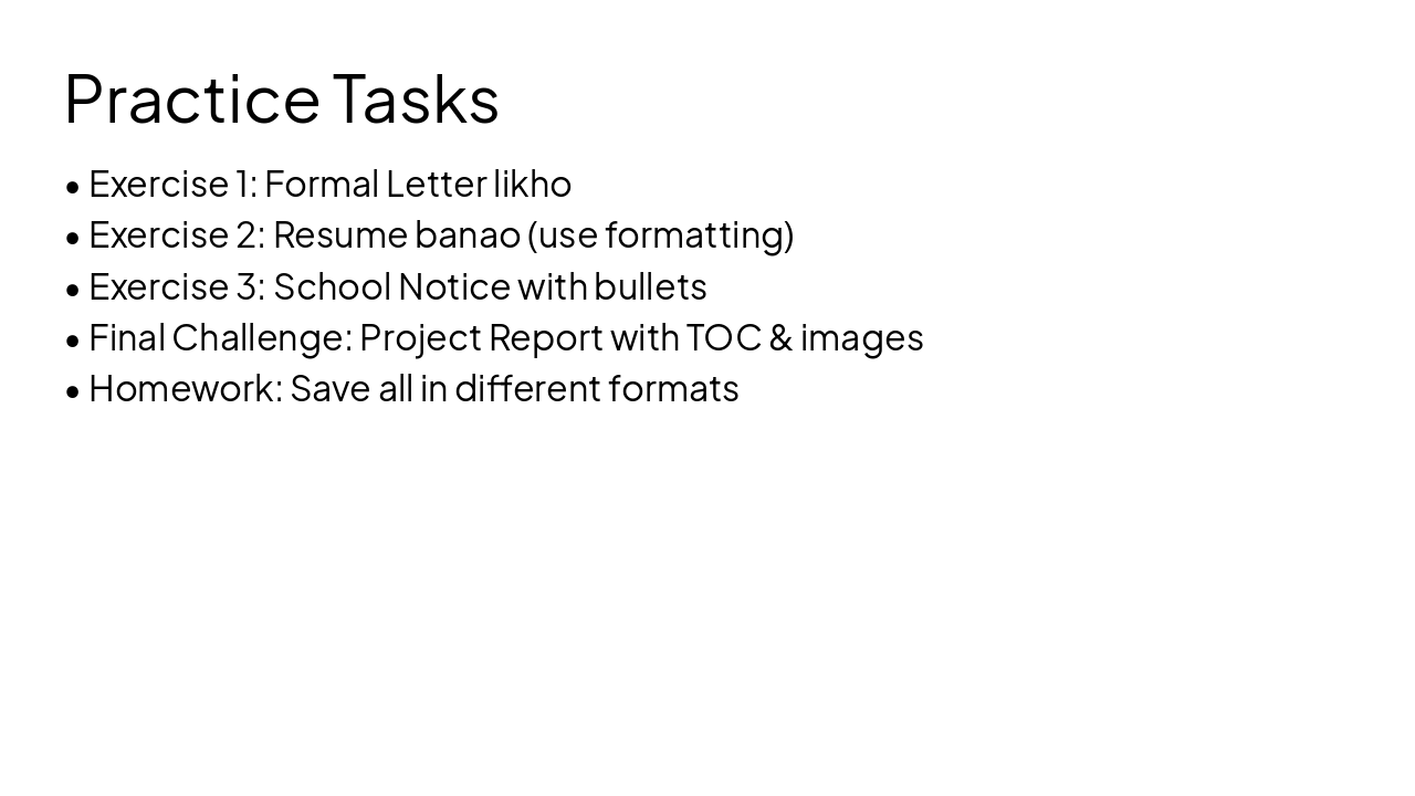 Slide 20 - Practice Tasks