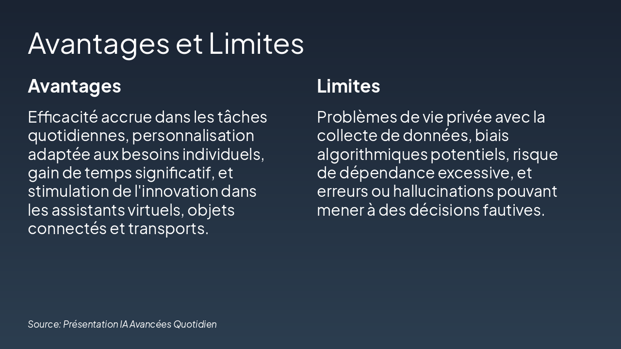 Slide 5 - Avantages et Limites