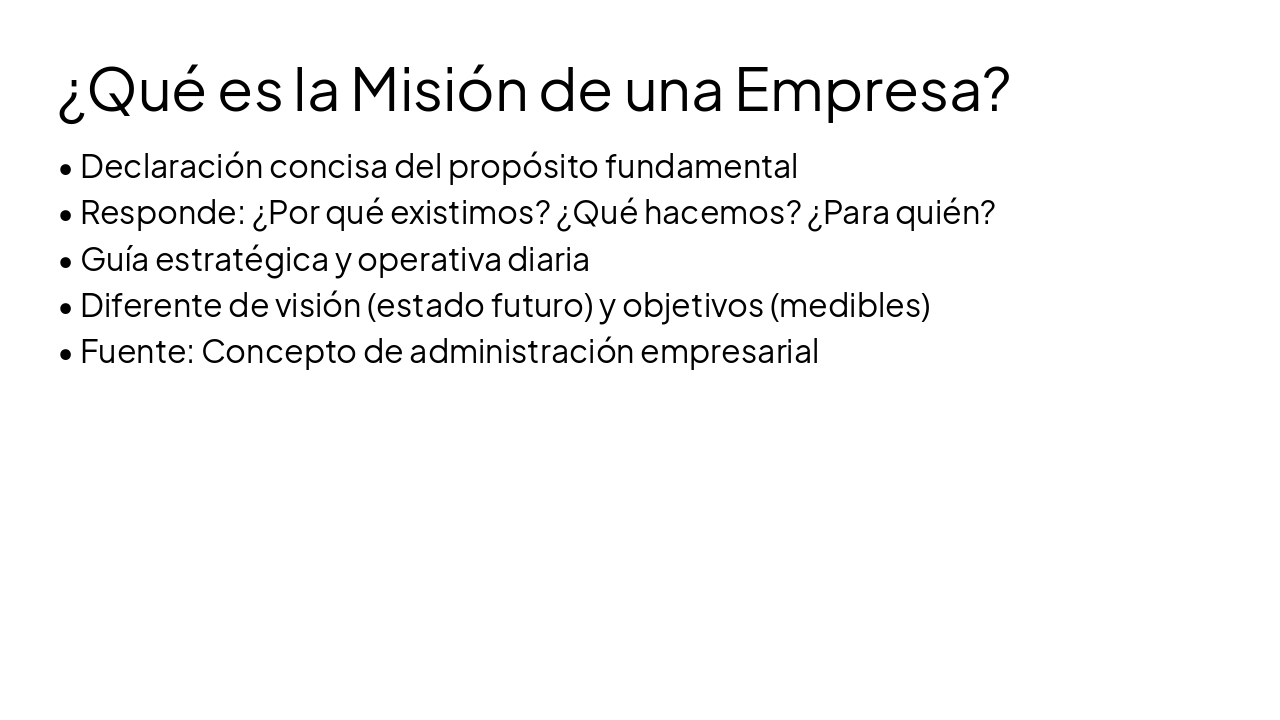 Slide 3 - ¿Qué es la Misión de una Empresa?