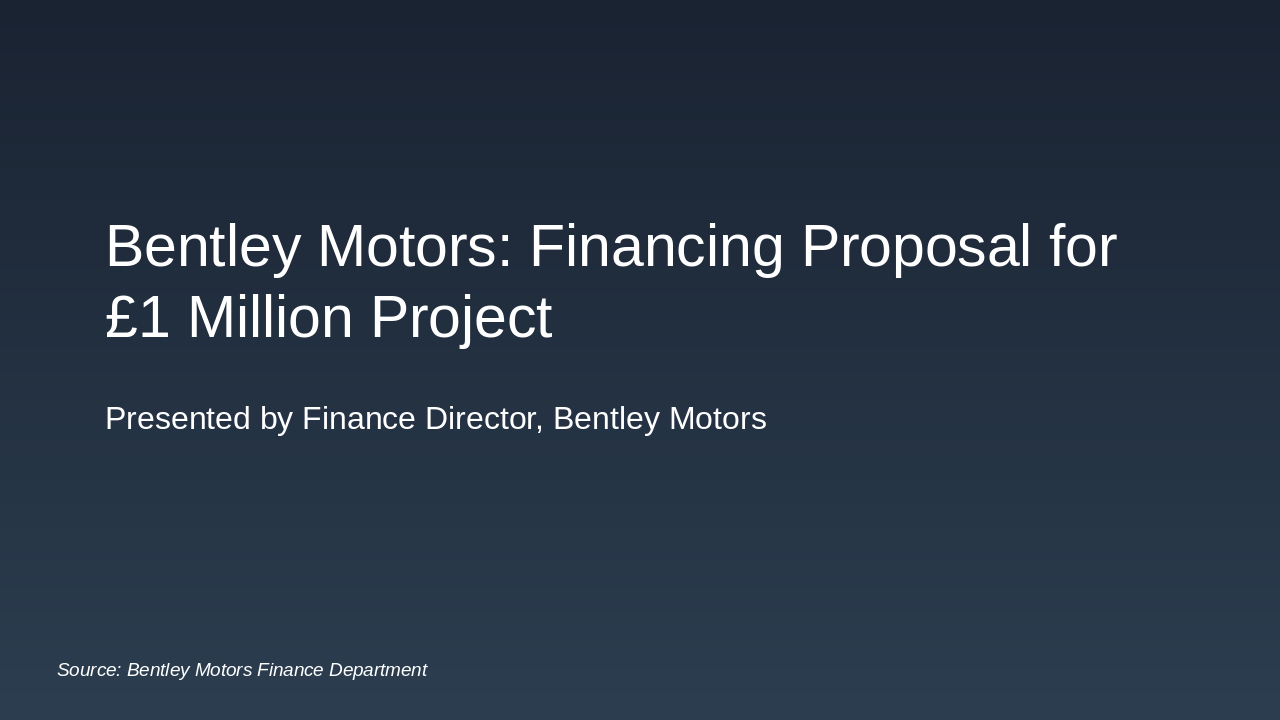 Bentley Motors' £1M Financing Proposal