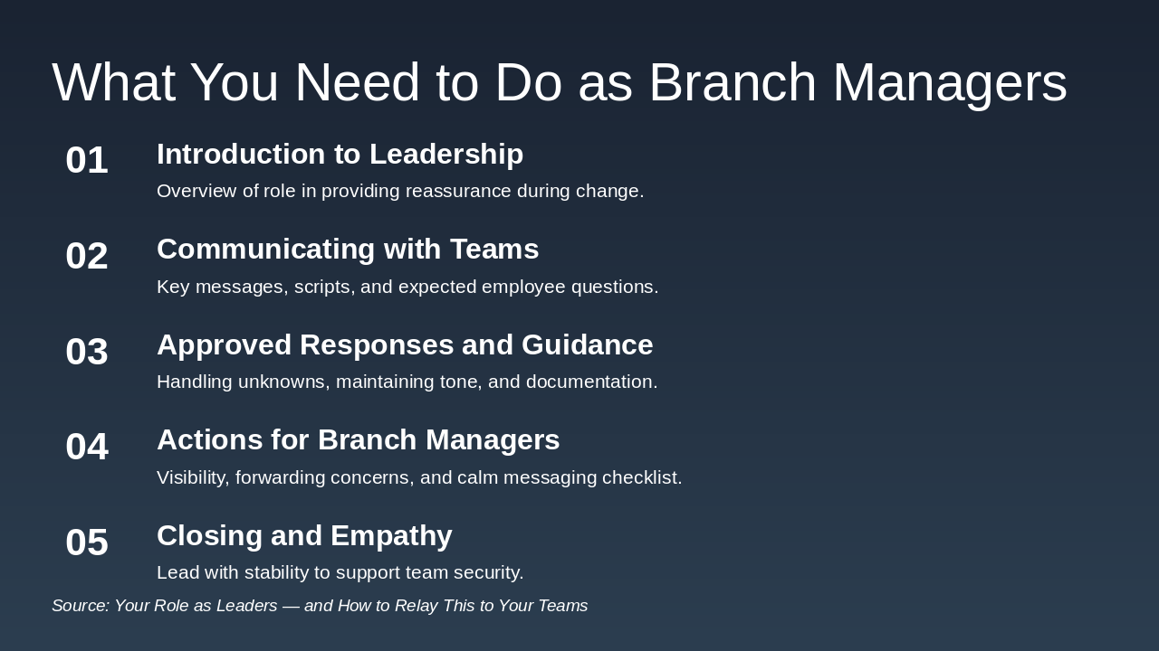 Slide 7 - What You Need to Do as Branch Managers