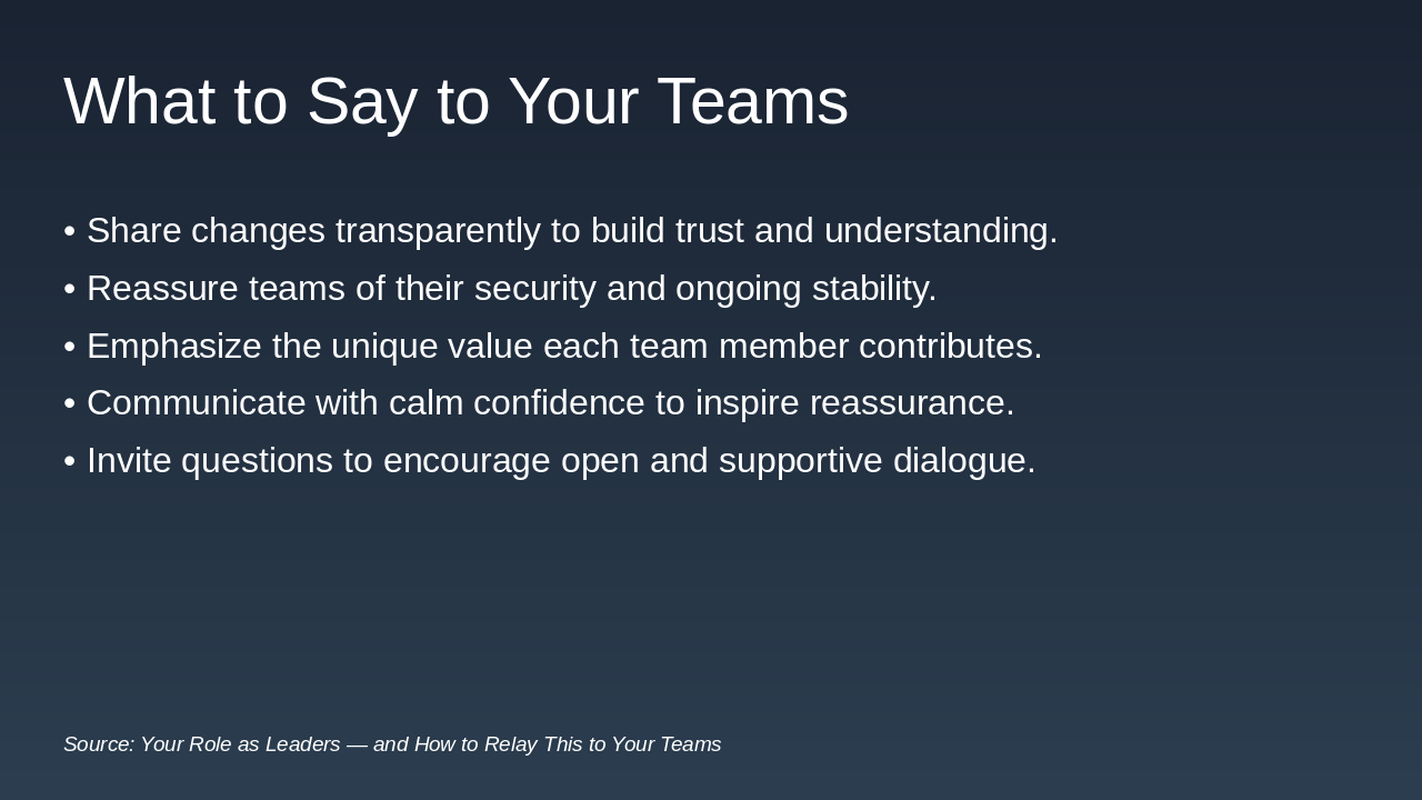 Slide 3 - What to Say to Your Teams