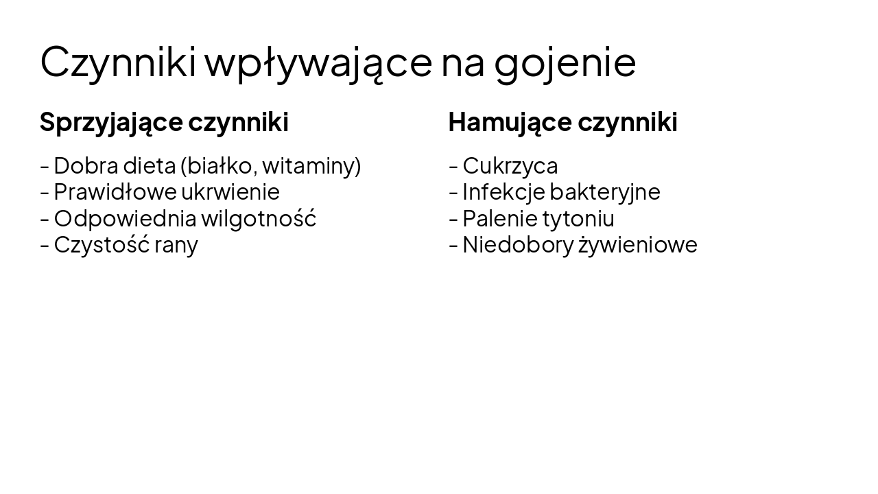 Slide 9 - Czynniki wpływające na gojenie
