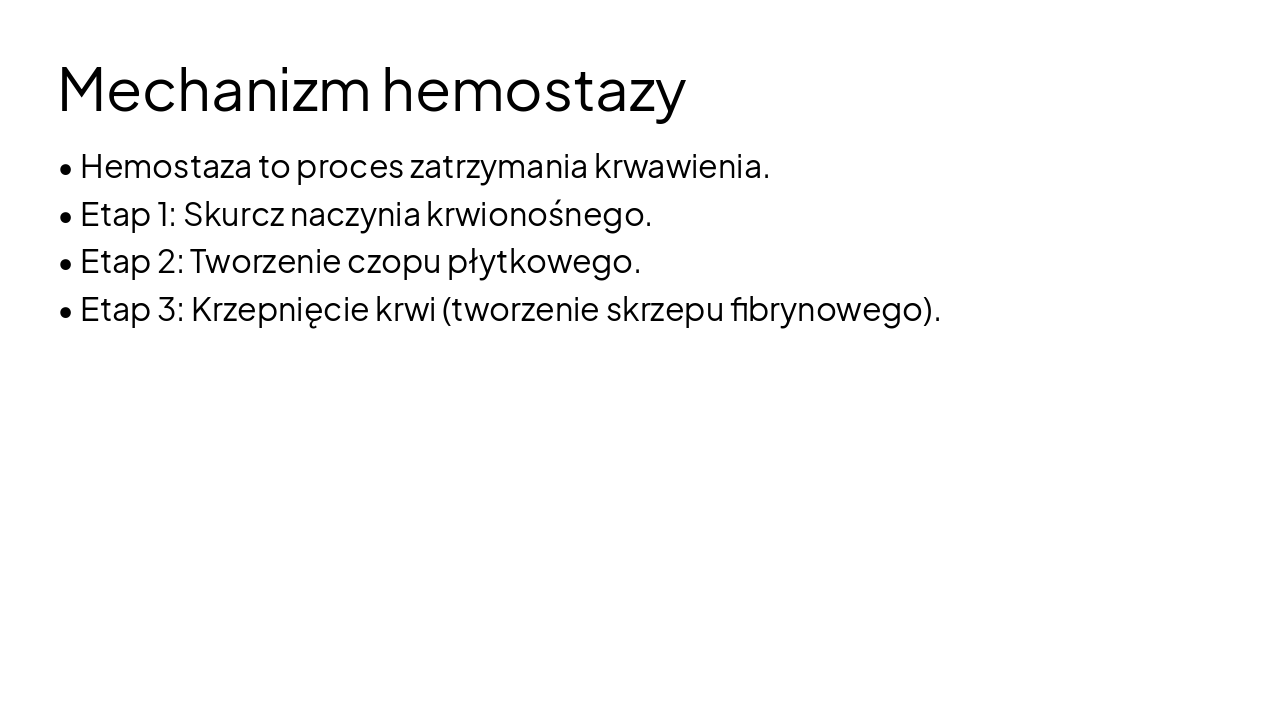 Slide 5 - Mechanizm hemostazy