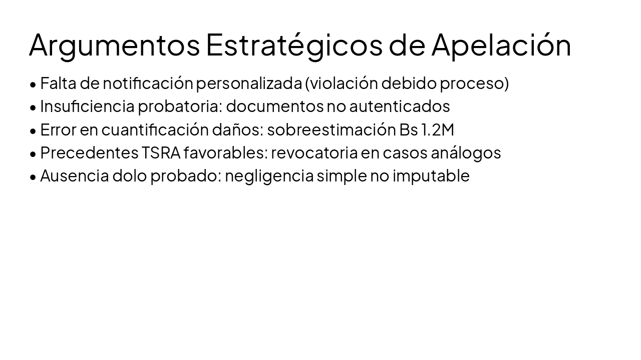 Slide 8 - Argumentos Estratégicos de Apelación