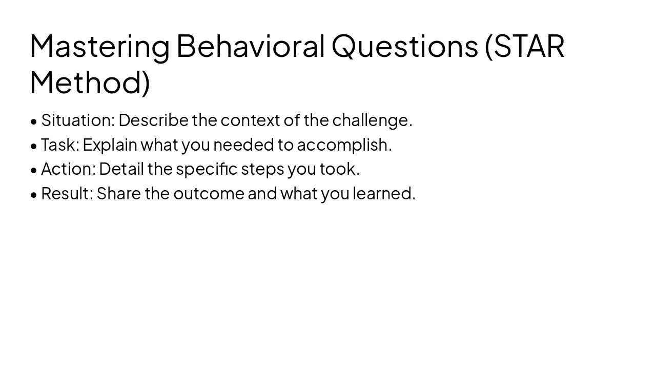 Slide 10 - Mastering Behavioral Questions (STAR Method)