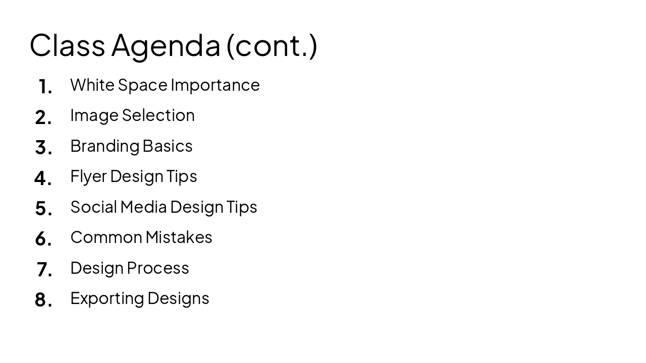 Slide 3 - Class Agenda (cont.)