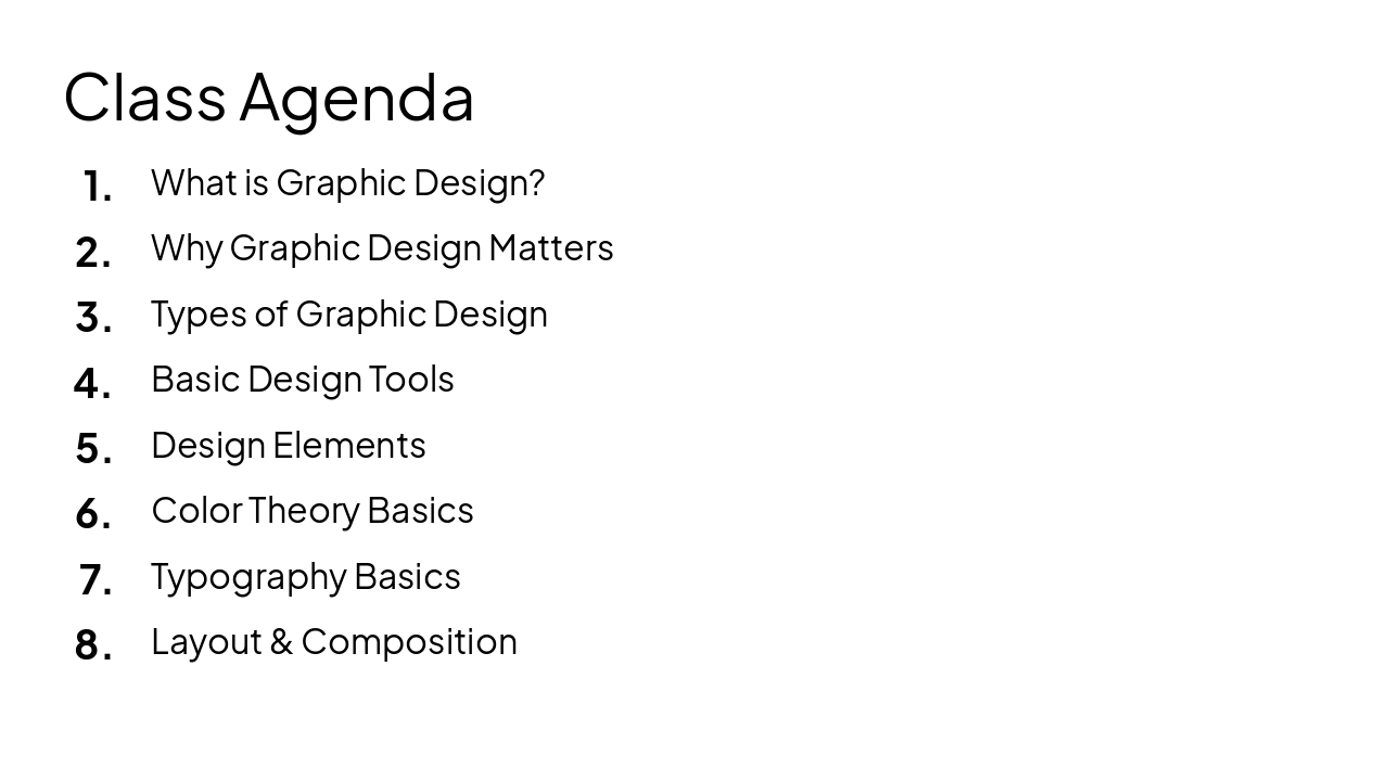 Slide 2 - Class Agenda