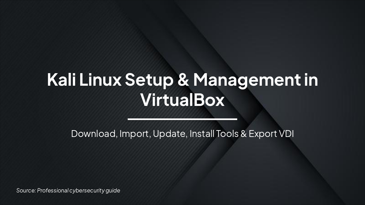 Kali Linux VirtualBox: Setup, Tools & Export Guide (48 chars